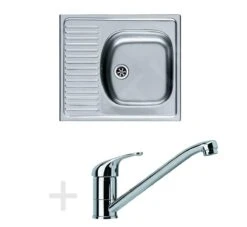 Franke Conjuntos De Cocina - Conjunto De Cocina N32, Fregadero De Acero Inoxidable ETN 611-58 + Grifo FC 250.031, Cromo 101.0283.215