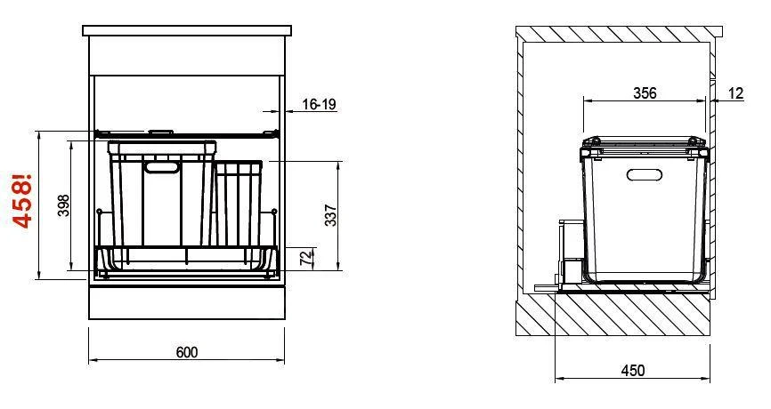 Franke Sortery - Cubo De Basura Integrado Varia 350-60 121.0307.536 2 Franke Sortery - Cubo De Basura Integrado Varia 350-60 121.0307.536 - Imagen 2