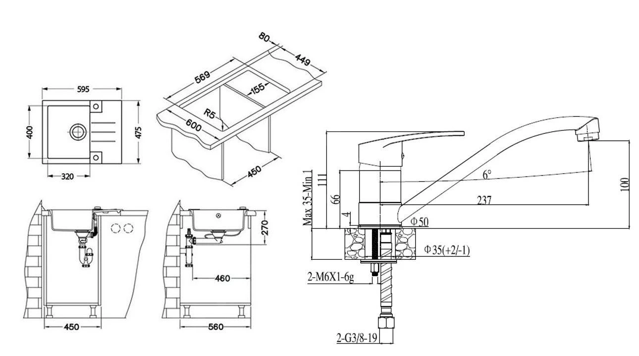 Alveus Conjuntos De Cocina - Conjunto De Fregadero Rock 30 Y Grifo Nina, Carbon SETA042 2 Alveus Conjuntos De Cocina - Conjunto De Fregadero Rock 30 Y Grifo Nina, Carbon SETA042 - Imagen 2