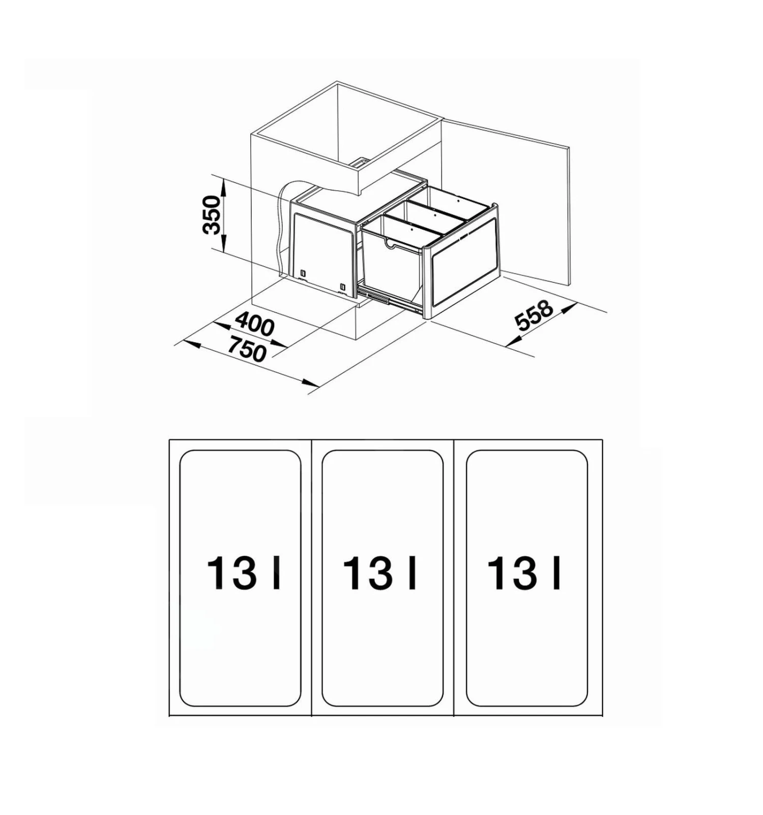 Blanco Botton Pro - Cubo De Basura Extraíble, Con Separación, Capacidad 39 L 517470 2 Blanco Botton Pro - Cubo De Basura Extraíble, Con Separación, Capacidad 39 L 517470 - Imagen 2