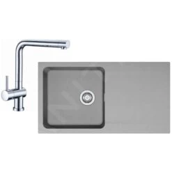 Franke Conjuntos De Cocina - Conjunto De Cocina T39, Fregadero De Tectonite OID 611, Gris + Grifo SAMOA, Cromo 114.0441.293