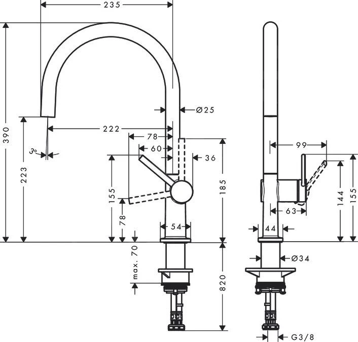 Hansgrohe M54 - Grifo De Fregadero Talis, Aspecto De Acero Inoxidable 72804800 2 Hansgrohe M54 - Grifo De Fregadero Talis, Aspecto De Acero Inoxidable 72804800 - Imagen 2