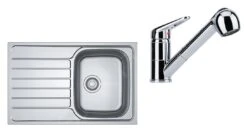 Franke Conjuntos De Cocina - Conjunto N79, Fregadero De Acero Inoxidable OLN 611-79 Y Grifo FC 9547.031, Acero Inoxidable/cromo 101.0618.832