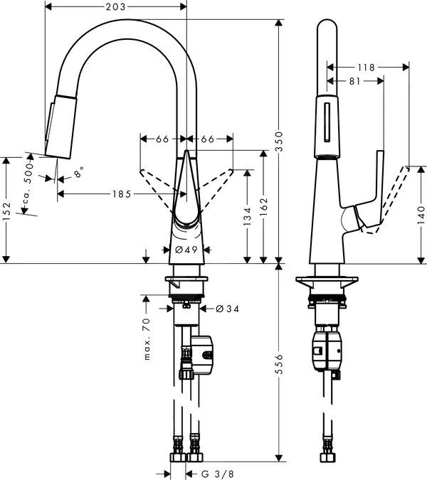 Hansgrohe Talis M51 - Grifo Monomando De Fregadero 160 Con Ducha Extraíble, Cromo 72815000 2 Hansgrohe Talis M51 - Grifo Monomando De Fregadero 160 Con Ducha Extraíble, Cromo 72815000 - Imagen 2