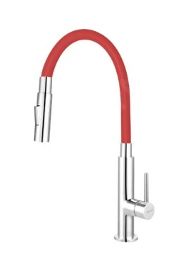 Novaservis Ferro - Grifo De Fregadero Con Brazo Flexible, 2 Chorros, Rojo/cromo 70730,0CV