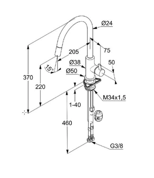 Kludi Bingo Star XS - Grifo De Fregadero, Cromo/negro Mate 468518778 2 Kludi Bingo Star XS - Grifo De Fregadero, Cromo/negro Mate 468518778 - Imagen 2