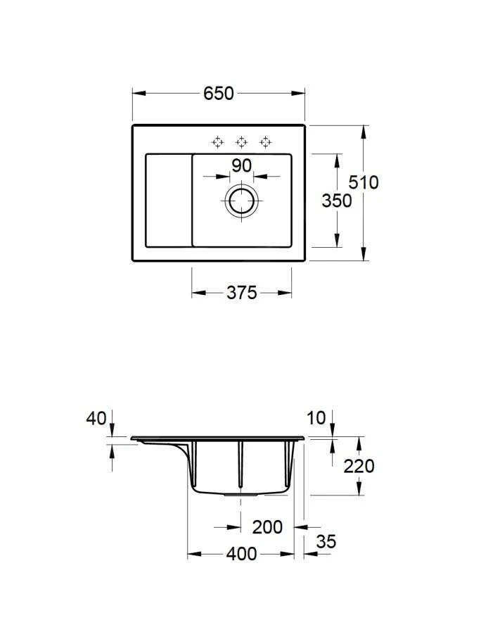 Villeroy & Boch Subway 45 - Fregadero De Cerámica 65x51cm, Con Válvula Excéntrica, CeramicPlus, Ébano 331302S5 2 Villeroy & Boch Subway 45 - Fregadero De Cerámica 65x51cm, Con Válvula Excéntrica, CeramicPlus, Ébano 331302S5 - Imagen 2