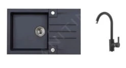 Alveus Conjuntos De Cocina - Conjunto De Fregadero Rock 130 Y Grifo Tonia, Carbon SETA068