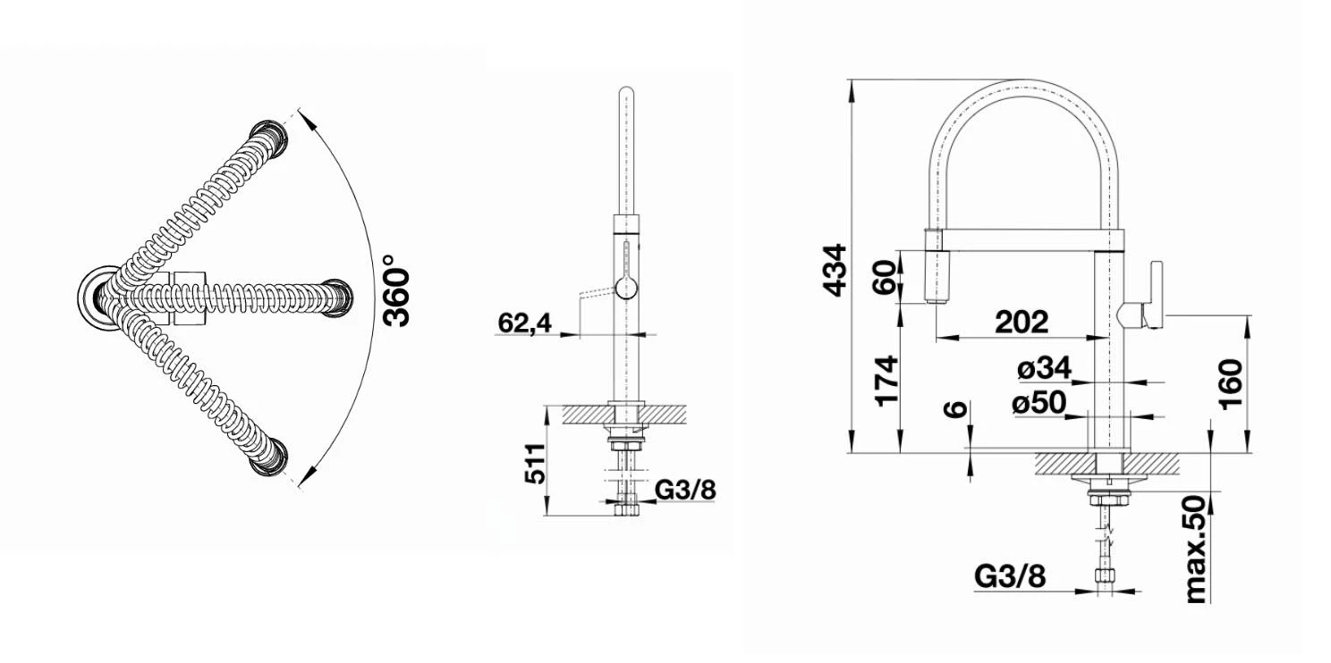 Blanco Culina S - Grifo De Fregadero Con Brazo Flexible, Acero Inoxidable 519844 2 Blanco Culina S - Grifo De Fregadero Con Brazo Flexible, Acero Inoxidable 519844 - Imagen 2