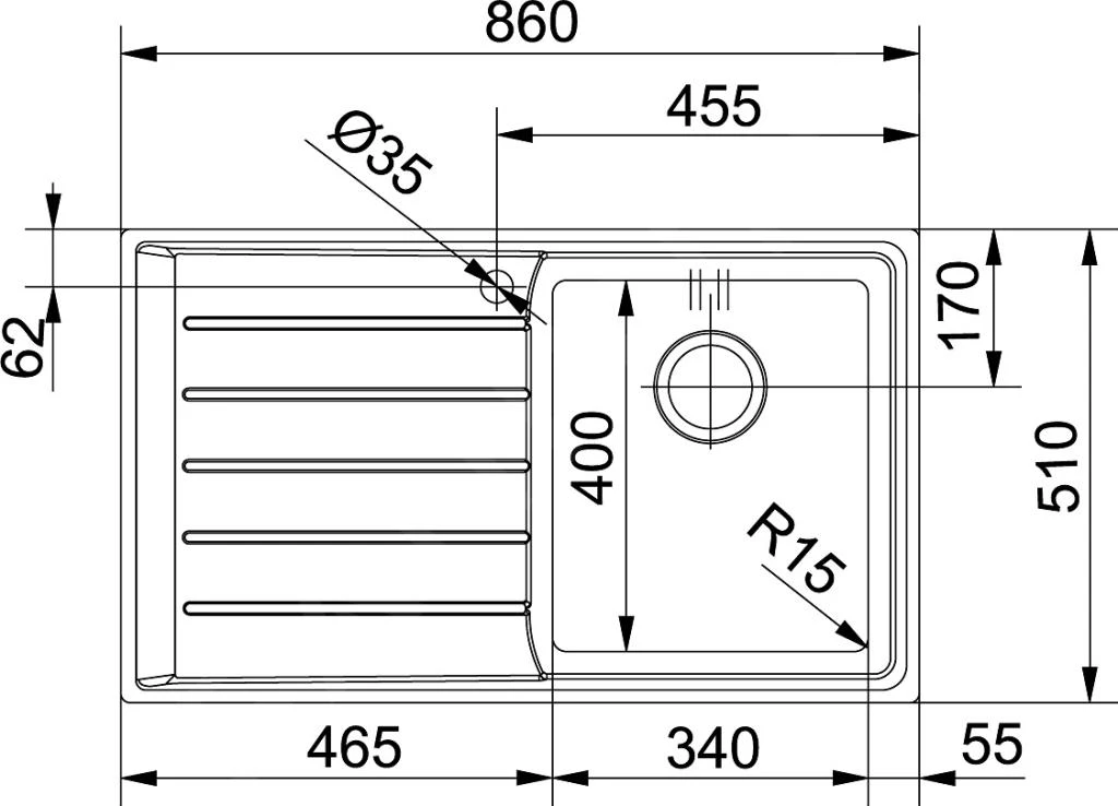Franke Neptune Plus - Fregadero De Acero Inoxidable NPX 611/2, 860x510 Mm 101.0068.368 2 Franke Neptune Plus - Fregadero De Acero Inoxidable NPX 611/2, 860x510 Mm 101.0068.368 - Imagen 2
