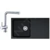 Franke Conjuntos De Cocina - Conjunto De Cocina T39, Fregadero De Tectonite OID 611, Negro + Grifo SAMOA, Cromo 114.0441.299