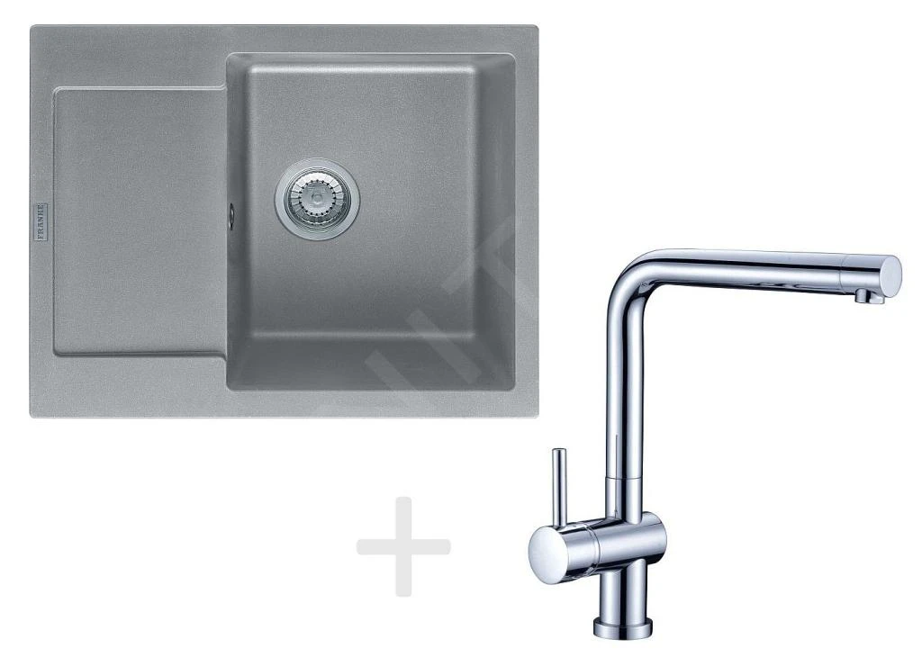 Franke Conjuntos De Cocina - Conjunto De Cocina G7, Fregadero De Fragranite MRG 611-62, Piedra Gris + Grifo Samoa, Cromo 114.0120.343