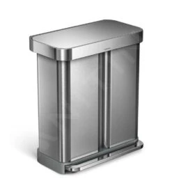 Simplehuman Cubos De Basura - Cubo De Basura Para Residuos Clasificados, Con Bolsillo Para Bolsas, 58 L, Acero Inoxidable Cepillado CW2025