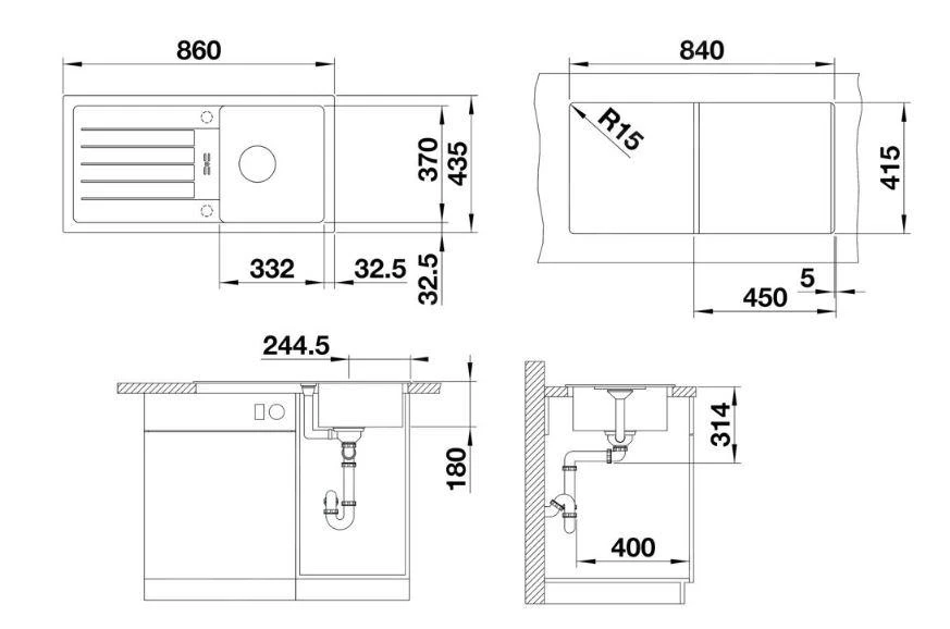 Blanco Favum 45 - Silgranitový Dřez, 860x435 Mm, Bílý 524229 2 Blanco Favum 45 - Silgranitový Dřez, 860x435 Mm, Bílý 524229 - Imagen 2
