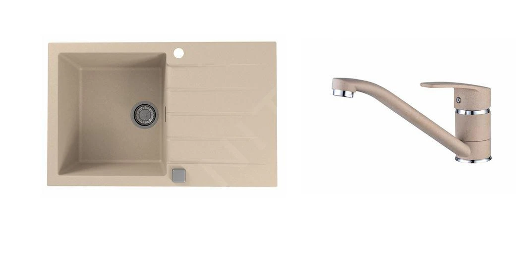 Alveus Conjuntos De Cocina - Conjunto De Fregadero De Granito Cadit 20 Y Grifo Nina, Beige SETA20002 1 Alveus Conjuntos De Cocina - Conjunto De Fregadero De Granito Cadit 20 Y Grifo Nina, Beige SETA20002