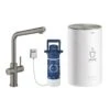 Grohe Red - Grifo De Fregadero Duo Con Calentamiento De Agua Y Filtro, Tanque M, Cepillado Hard Graphite 30327AL1