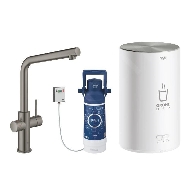 Grohe Red - Grifo De Fregadero Duo Con Calentamiento De Agua Y Filtro, Tanque M, Cepillado Hard Graphite 30327AL1 1 Grohe Red - Grifo De Fregadero Duo Con Calentamiento De Agua Y Filtro, Tanque M, Cepillado Hard Graphite 30327AL1