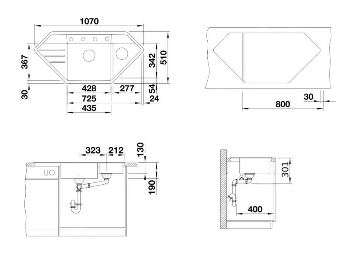Blanco Lexa 9 - Fregadero De Silgranite, 1070x510 Mm, Con Control De Desagüe, Negro 525910 2 Blanco Lexa 9 - Fregadero De Silgranite, 1070x510 Mm, Con Control De Desagüe, Negro 525910 - Imagen 2