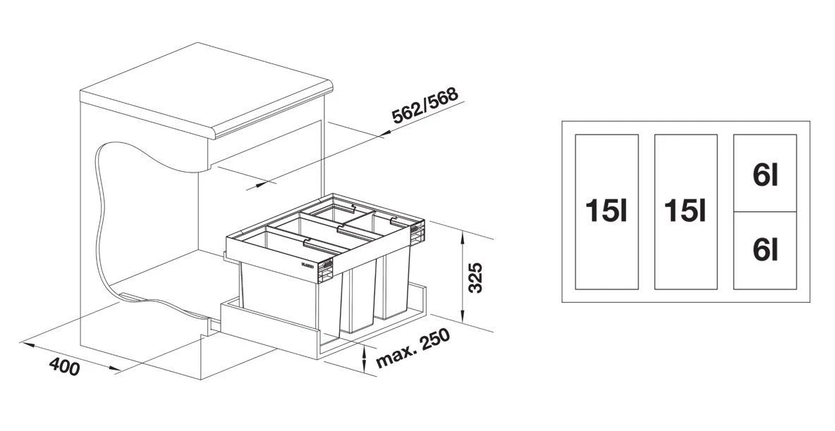 Blanco Flexon II - Papelera Incorporada, Dividida, Volumen 42 L 526644 2 Blanco Flexon II - Papelera Incorporada, Dividida, Volumen 42 L 526644 - Imagen 2