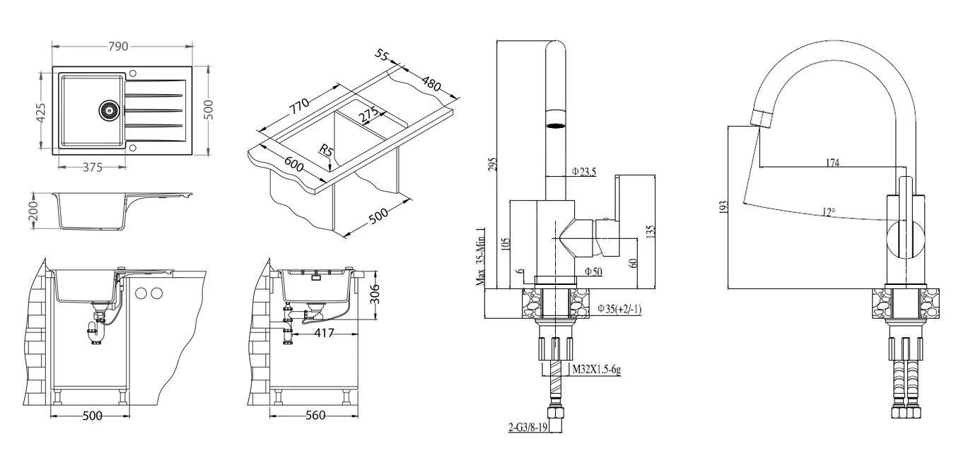 Alveus Conjuntos De Cocina - Conjunto De Fregadero De Granito Cadit 20 Y Grifo Tonia, Beige SETA20012 2 Alveus Conjuntos De Cocina - Conjunto De Fregadero De Granito Cadit 20 Y Grifo Tonia, Beige SETA20012 - Imagen 2