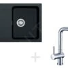Franke Conjuntos De Cocina - Conjunto De Cocina T31, Fregadero De Tectonite OID 611-78, Negro + Grifo Samoa, Cromo 114.0366.061