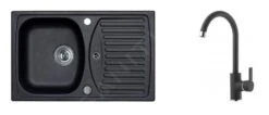 Alveus Conjuntos De Cocina - Conjunto De Fregadero Record 30 Y Grifo Tonia, Carbon SETA113