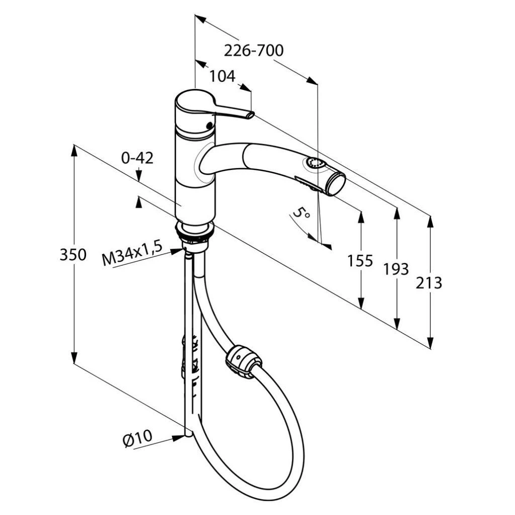 Kludi Trendo - Grifo Monomando De Fregadero Con Ducha Extraíble, Cromo 335810575 2 Kludi Trendo - Grifo Monomando De Fregadero Con Ducha Extraíble, Cromo 335810575 - Imagen 2
