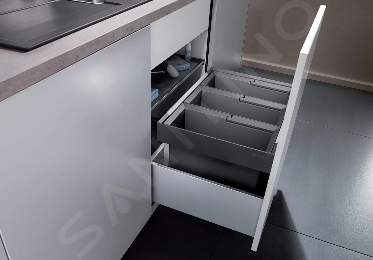 Blanco Flexon II - Cubo De Basura Extraíble, Con Separación, Capacidad 45 L 521472 3 Blanco Flexon II - Cubo De Basura Extraíble, Con Separación, Capacidad 45 L 521472 - Imagen 3