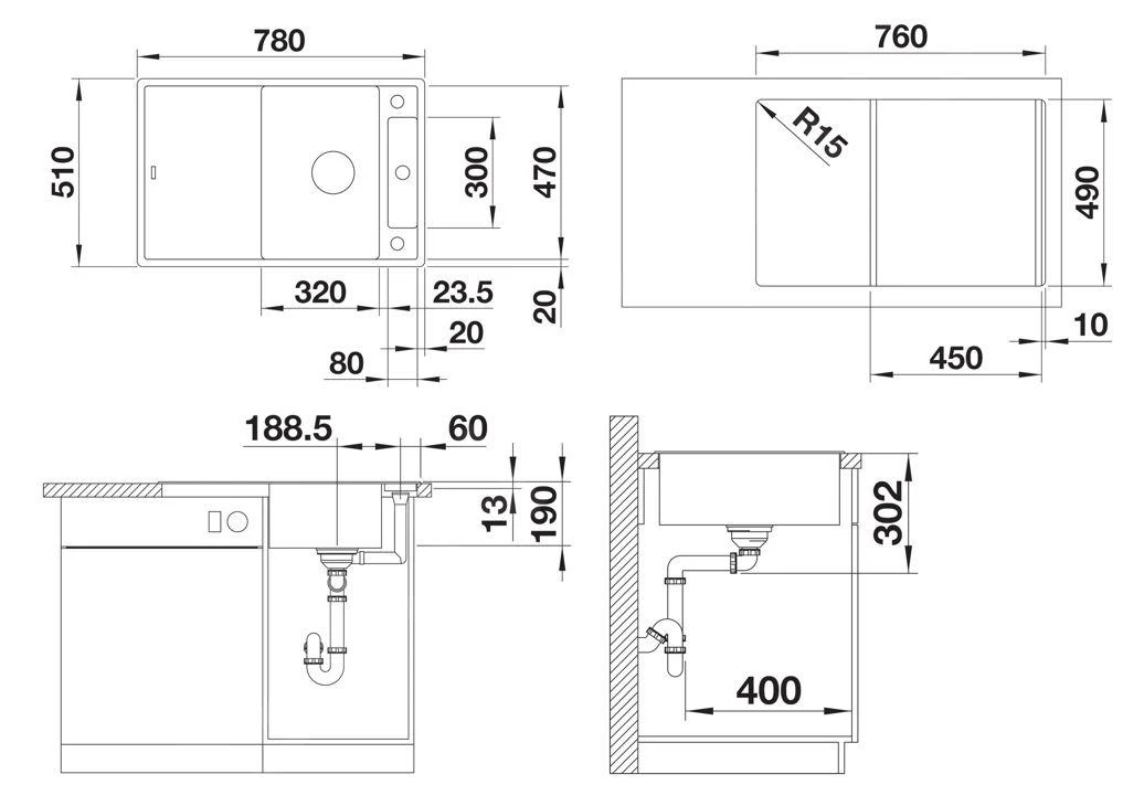 Blanco Axia III 45 - Fregadero De Silgranite, 780x510 Mm, Con Accesorios, InFino, Gris 527218 2 Blanco Axia III 45 - Fregadero De Silgranite, 780x510 Mm, Con Accesorios, InFino, Gris 527218 - Imagen 2