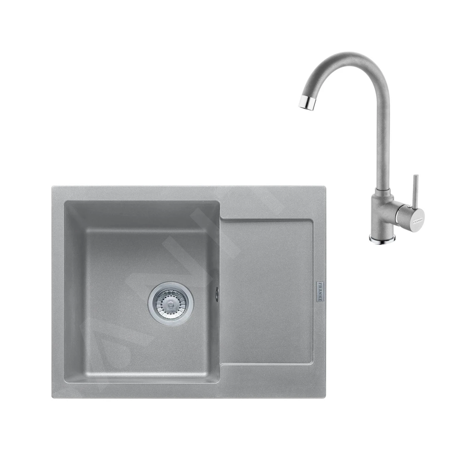 Franke Conjuntos De Cocina - Conjunto De Cocina G166, Fregadero De Fragranite MRG 611-62 Y Grifo FP 9000.084, Roca Gris 114.0587.936