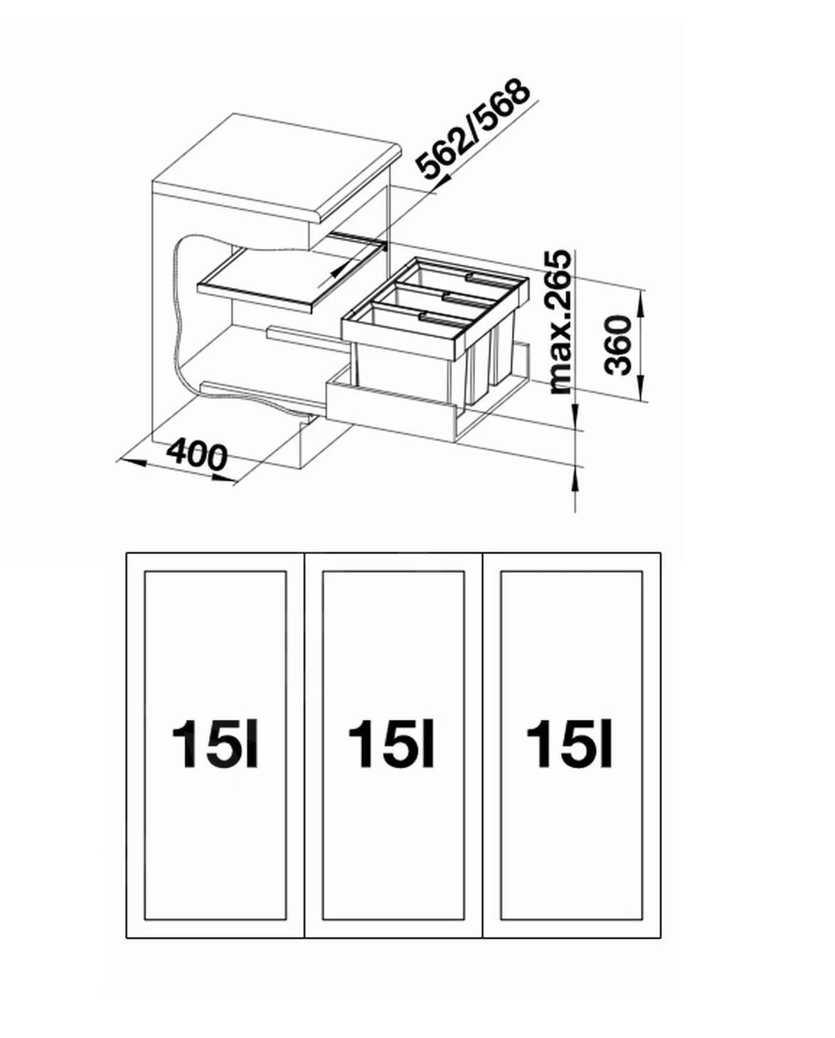 Blanco Flexon II - Cubo De Basura Extraíble, Con Separación, Capacidad 45 L 521472 2 Blanco Flexon II - Cubo De Basura Extraíble, Con Separación, Capacidad 45 L 521472 - Imagen 2