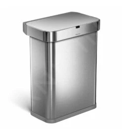 Simplehuman Cubos De Basura - Cubo De Basura Con Apertura Sin Contacto Con Sensor De Voz Y De Movimiento, 58 L, Acero Inoxidable Cepillado ST2031