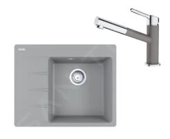 Franke Conjuntos De Cocina - Conjunto G223, Fregadero De Fragranite CNG 611-62 TL/7 Y Grifo FC 3055.084, Piedra Gris 114.0650.777