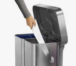 Simplehuman Cubos De Basura - Cubo De Basura Para Residuos Clasificados, Con Bolsillo Para Bolsas, 58 L, Acero Inoxidable Cepillado CW2025 -Cocina Artículos Tienda a8b66ddaa2315c67060bc668