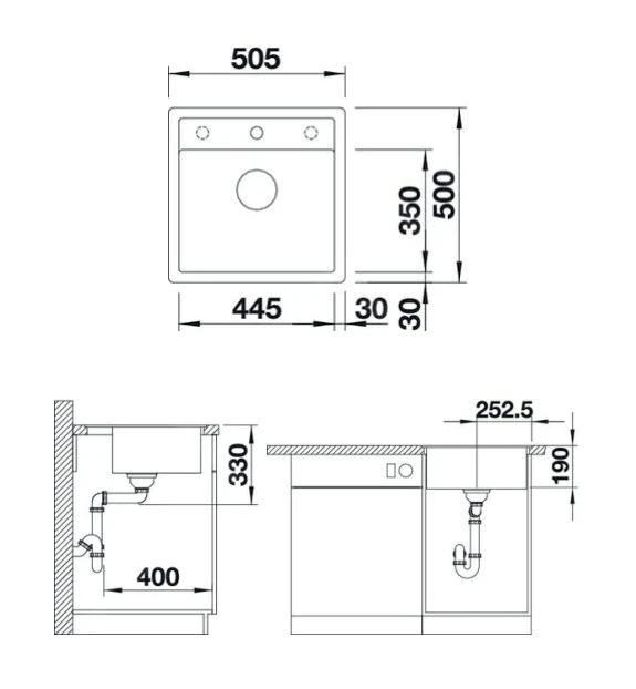 Blanco Dalago 5 - Fregadero De Silgranite, 505x500 Mm, Con Control De Desagüe, Café 518536 2 Blanco Dalago 5 - Fregadero De Silgranite, 505x500 Mm, Con Control De Desagüe, Café 518536 - Imagen 2