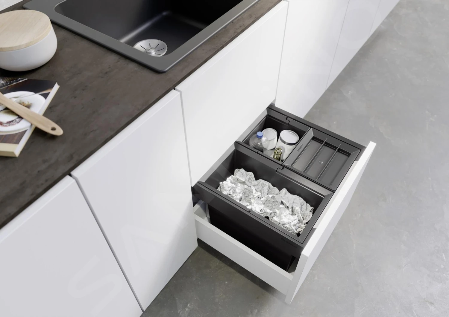 Blanco Flexon II - Cubo De Basura Extraíble Empotrado, Con Compartimientos Separados, Capacidad 35 L 526640 5 Blanco Flexon II - Cubo De Basura Extraíble Empotrado, Con Compartimientos Separados, Capacidad 35 L 526640 - Imagen 5