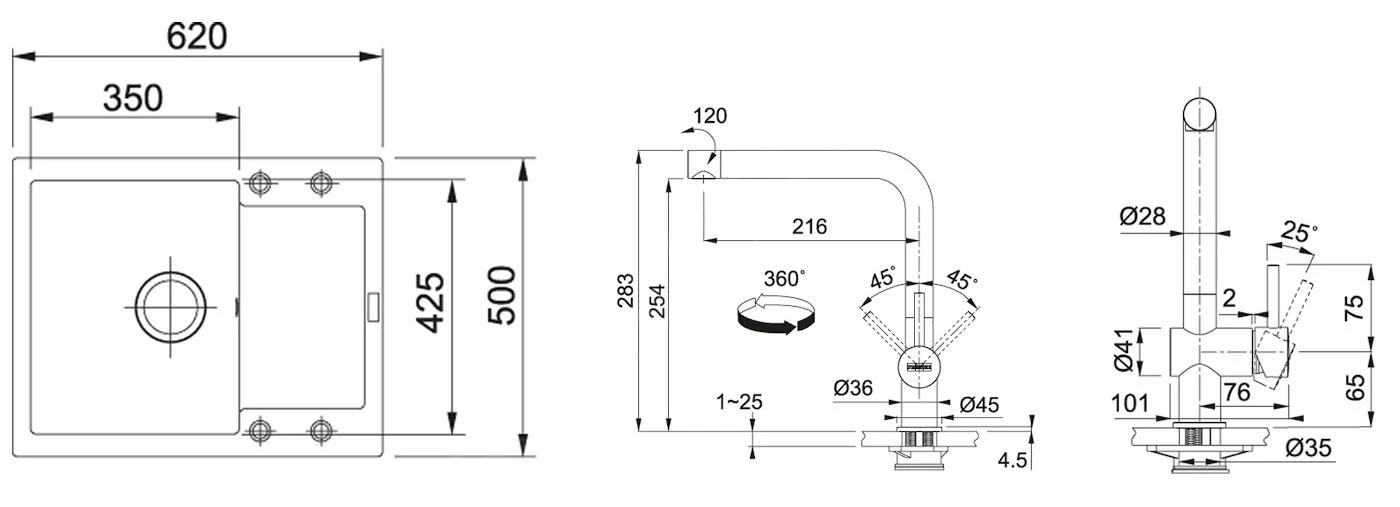 Franke Conjuntos De Cocina - Conjunto De Cocina G7, Fregadero De Fragranite MRG 611-62, ónix + Grifo SAMOA, Cromo 114.0253.063 2 Franke Conjuntos De Cocina - Conjunto De Cocina G7, Fregadero De Fragranite MRG 611-62, ónix + Grifo SAMOA, Cromo 114.0253.063 - Imagen 2