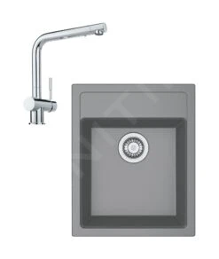 Franke Conjuntos De Cocina - Conjunto De Cocina T50, Fregadero De Tectonite SID 610-40 Y Grifo Samoa, Gris/cromo 114.0508.402