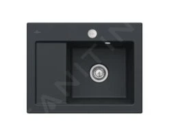 Villeroy & Boch Subway 45 - Fregadero De Cerámica 65x51cm, Con Válvula Excéntrica, CeramicPlus, Ébano 331302S5