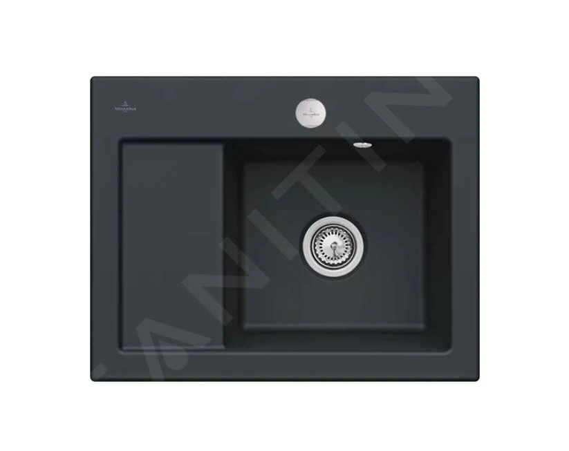 Villeroy & Boch Subway 45 - Fregadero De Cerámica 65x51cm, Con Válvula Excéntrica, CeramicPlus, Ébano 331302S5 1 Villeroy & Boch Subway 45 - Fregadero De Cerámica 65x51cm, Con Válvula Excéntrica, CeramicPlus, Ébano 331302S5