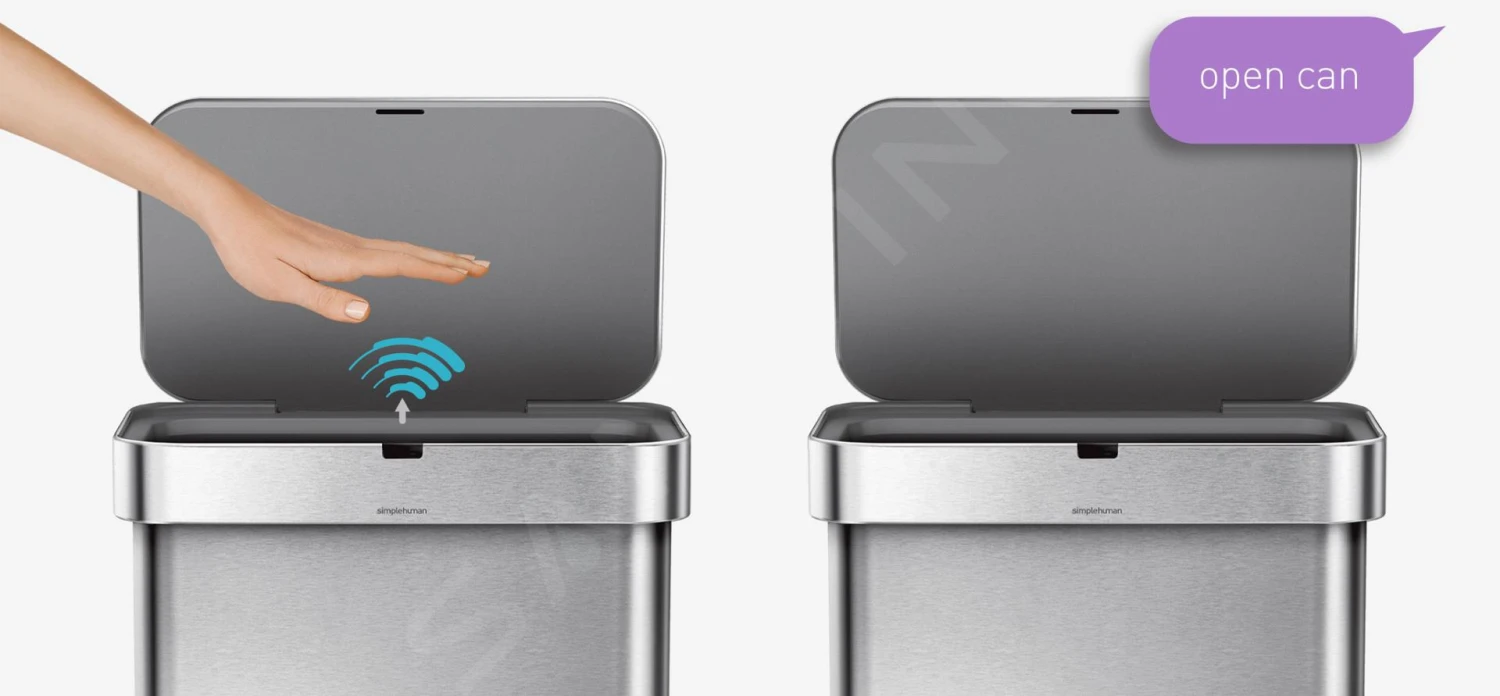 Simplehuman Cubos De Basura - Cubo De Basura Con Apertura Sin Contacto Con Sensor De Voz Y De Movimiento, 58 L, Acero Inoxidable Cepillado ST2031 7 Simplehuman Cubos De Basura - Cubo De Basura Con Apertura Sin Contacto Con Sensor De Voz Y De Movimiento, 58 L, Acero Inoxidable Cepillado ST2031 - Imagen 7