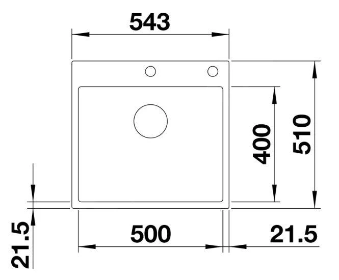 Blanco Subline 500 - Fregadero De Silgranite, 543x510 Mm, Con Control De Desagüe, Negro 525999 2 Blanco Subline 500 - Fregadero De Silgranite, 543x510 Mm, Con Control De Desagüe, Negro 525999 - Imagen 2