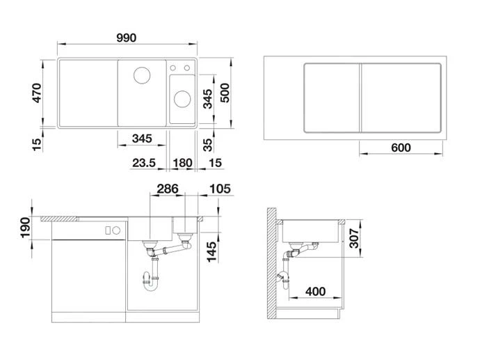 Blanco Axia III 6 - Fregadero De Silgranite, 990x500 Mm, Con Control De Desagüe Y Accesorios, InFino, Aluminio 524671 2 Blanco Axia III 6 - Fregadero De Silgranite, 990x500 Mm, Con Control De Desagüe Y Accesorios, InFino, Aluminio 524671 - Imagen 2