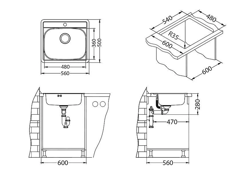 Alveus More - Fregadero 560x500 Mm, Acero Inoxidable 1106813 2 Alveus More - Fregadero 560x500 Mm, Acero Inoxidable 1106813 - Imagen 2