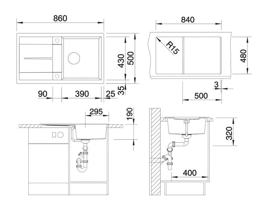 Blanco Metra 5 - Fregadero De Silgranite, 860x500 Mm, Gris 527293 2 Blanco Metra 5 - Fregadero De Silgranite, 860x500 Mm, Gris 527293 - Imagen 2
