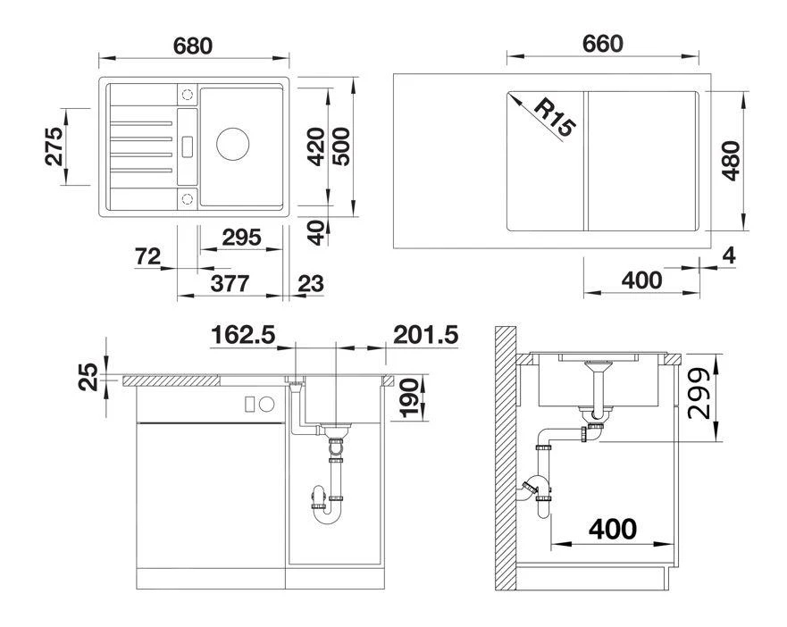 Blanco Lexa 40 - Fregadero De Silgranite, 680x500 Mm, Con Control De Desagüe, InFino, Gris 527275 2 Blanco Lexa 40 - Fregadero De Silgranite, 680x500 Mm, Con Control De Desagüe, InFino, Gris 527275 - Imagen 2