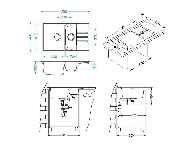 Alveus Intermezzo - Fregadero De Granito 780x480 Mm, Concrete 1119693 2 Alveus Intermezzo - Fregadero De Granito 780x480 Mm, Concrete 1119693 - Imagen 2