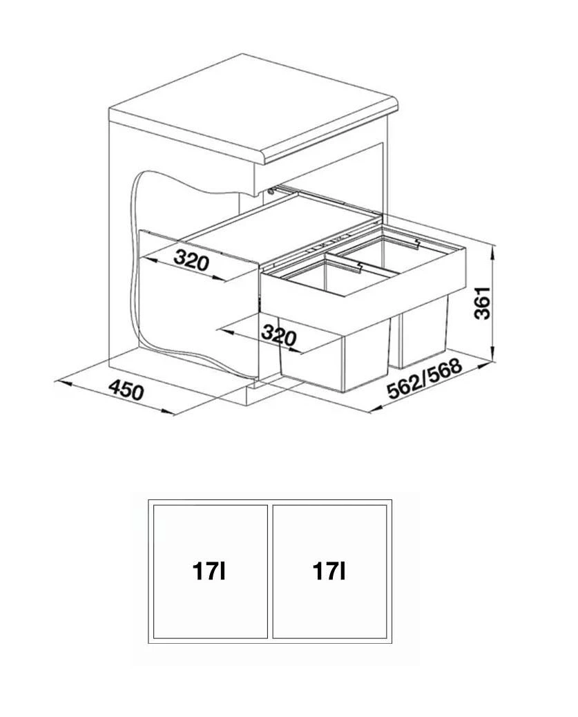 Blanco Select - Cubo De Basura Empotrado, Con Compartimento, Capacidad 34 L 526207 2 Blanco Select - Cubo De Basura Empotrado, Con Compartimento, Capacidad 34 L 526207 - Imagen 2