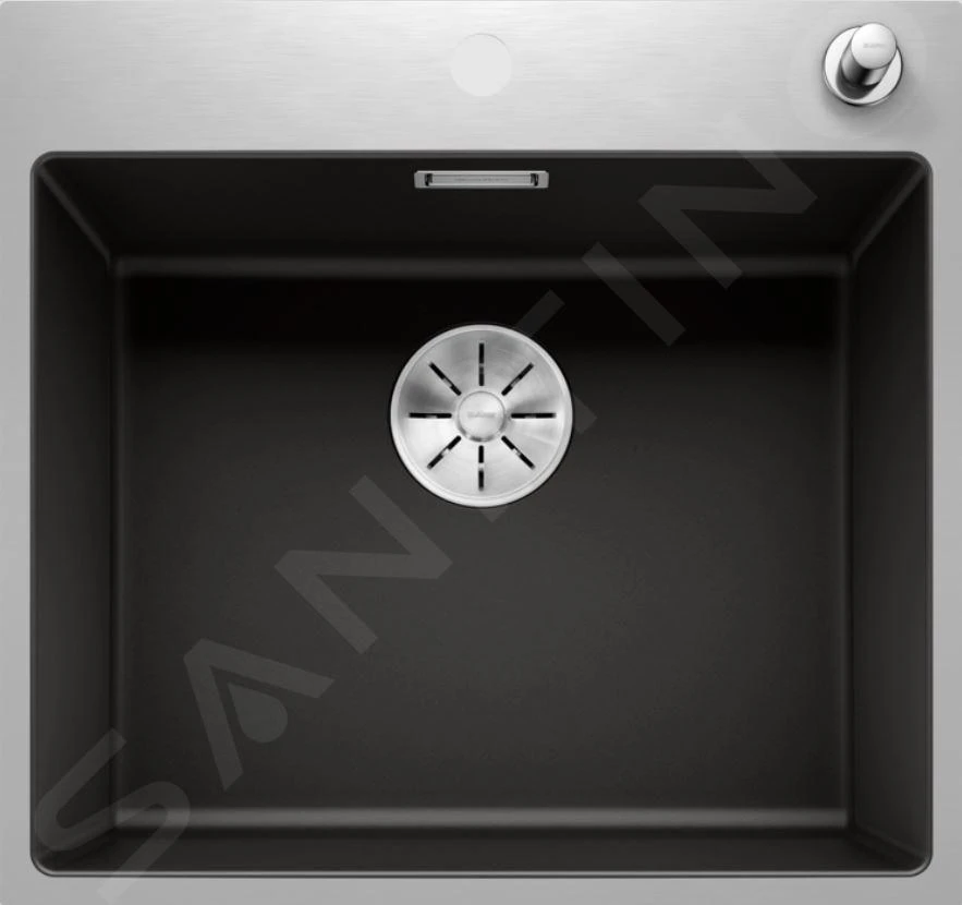 Blanco Subline 500 - Fregadero De Silgranite, 543x510 Mm, Con Control De Desagüe, Negro 525999 1 Blanco Subline 500 - Fregadero De Silgranite, 543x510 Mm, Con Control De Desagüe, Negro 525999