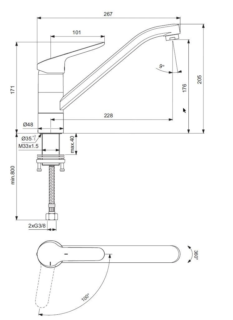 Ideal Standard CeraFlex - Grifo De Cocina, Plegable Bajo Ventana, BlueStart, Cromo BC132AA 2 Ideal Standard CeraFlex - Grifo De Cocina, Plegable Bajo Ventana, BlueStart, Cromo BC132AA - Imagen 2